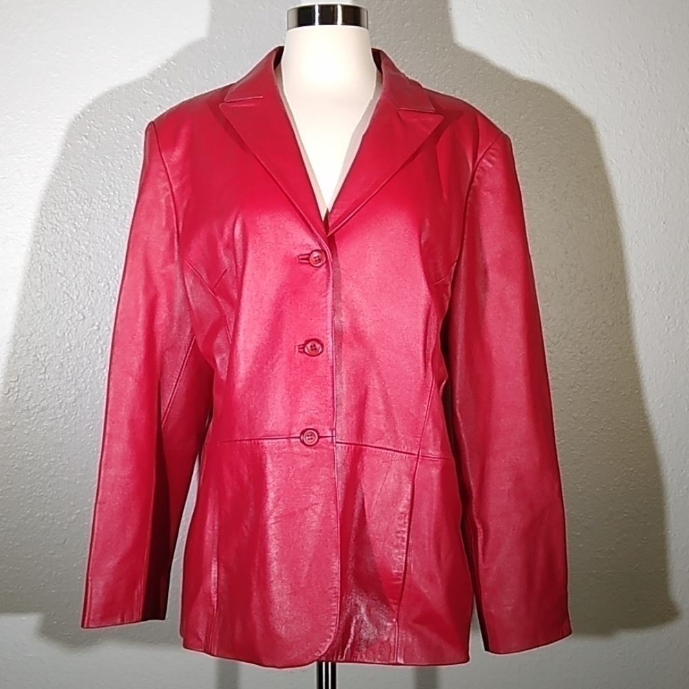 Pendleton Red Leather Button Front Coat XL